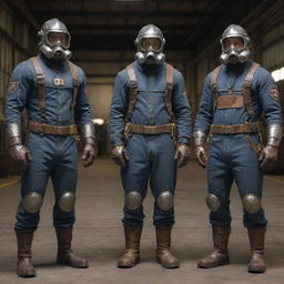 Superheroes conceptualized in a factorypunk world. They don complex outfits inspired by factory workers, featuring industrial-grade protective gear, mechanic suits, and elaborate gadgets powered by steam and hydraulics, reflecting the spirit of the Industrial Revolution.