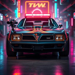 A captivating front view of a black 1978 Trans Am, exuding an air of power and intensity