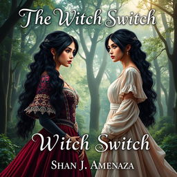 A mesmerizing fantasy book cover for 'The Witch Switch' by Shan J