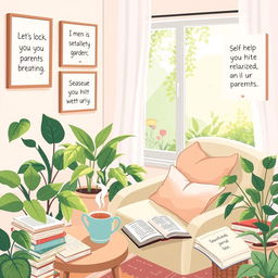 An informative and visually calming self-care guide for parents of autistic children, illustrated in a supportive and encouraging style