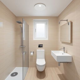 A modern minimalist bathroom design, measuring 1