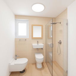 A modern minimalist bathroom design measuring 1