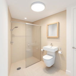 A modern minimalist bathroom design measuring 1