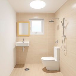 A modern minimalist bathroom design measuring 1