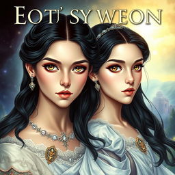 A captivating book cover for a fantasy story featuring two maidens with identical faces, one being a duke's daughter and the other a commoner