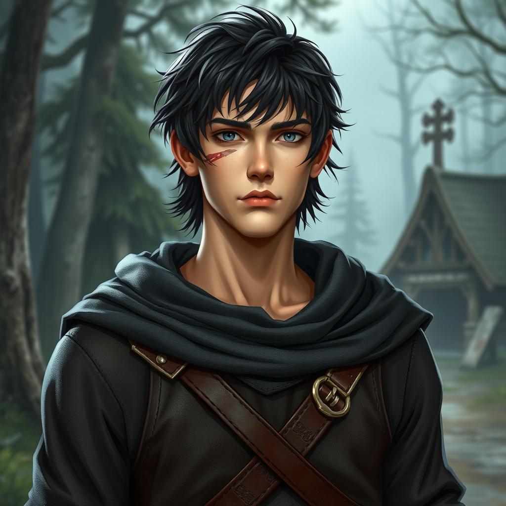 A 20-year-old male character set in a medieval fantasy world, with an average masculine appearance