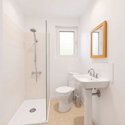 Design of a bathroom with white walls, measuring 3 by 2 meters