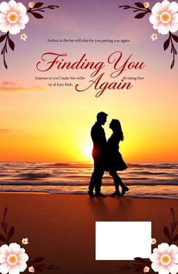 A visually striking back cover design for a romantic novel titled 'Finding You Again'