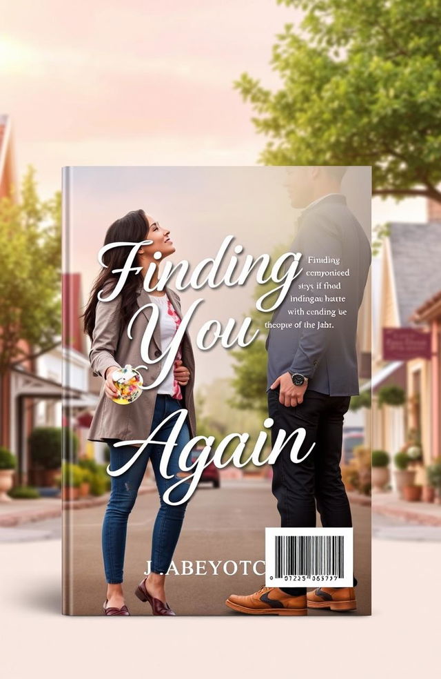 A visually captivating front and back cover design for a book titled 'Finding You Again' by author J