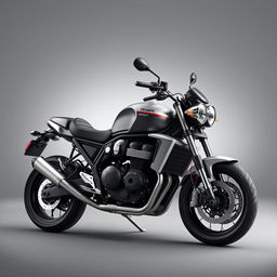 A hyper realistic image of a Triumph Trident 660 motorcycle, showcasing its sleek design and distinctive features