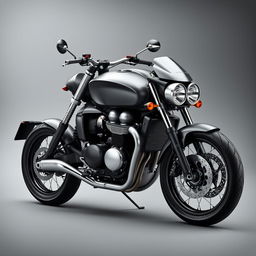 A hyper realistic image of a Triumph Trident 660 motorcycle, showcasing its sleek design and distinctive features