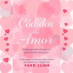 A book cover titled "Códigos do Amor" featuring a warm and soft color collage in hues of pink and blue, creating a cozy and emotional feeling that reflects the highs and lows of young love