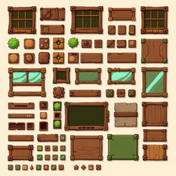 A detailed pixel art spritesheet designed for a 2D graphical user interface for a board game