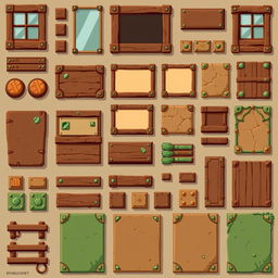 A detailed pixel art spritesheet designed for a 2D graphical user interface for a board game