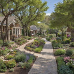 Envision a dreamlike community, featuring idyllic houses, blooming gardens, children playing, and friendly neighbors. The dynamic streets are filled with positivity, cleanliness, and creativity is in the air, creating a sense of harmony.