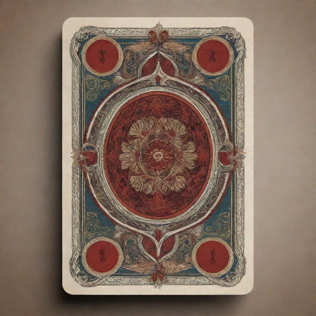 Design a vintage aesthetic playing card incorporating a unique 'Ultra' ability. Use detailed artistic elements and rich colors that evoke a sense of history.