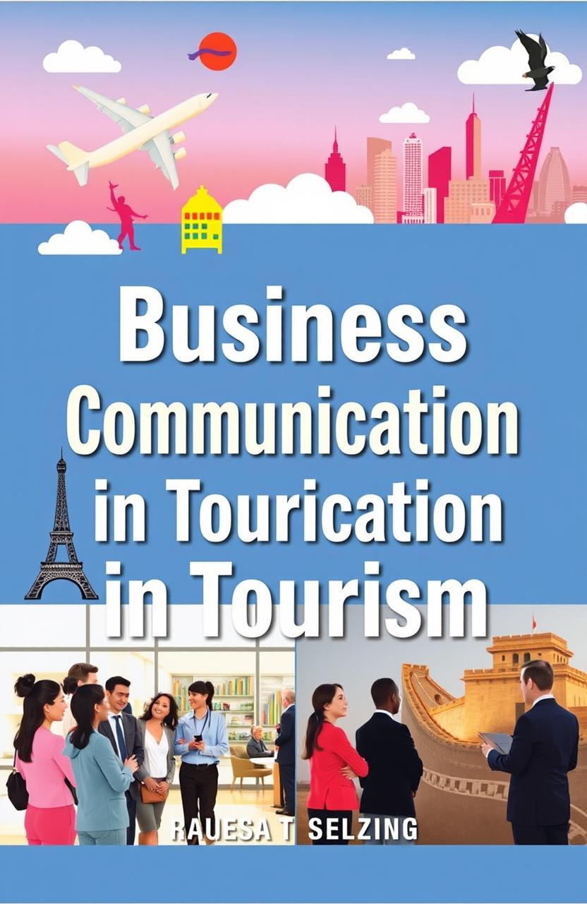 A colorful and engaging cover design for a book titled 'Business Communication in Tourism'