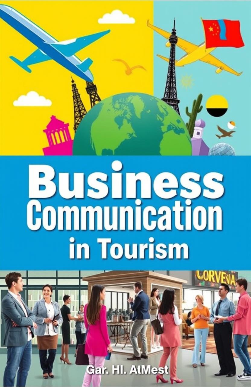 A colorful and engaging cover design for a book titled 'Business Communication in Tourism'