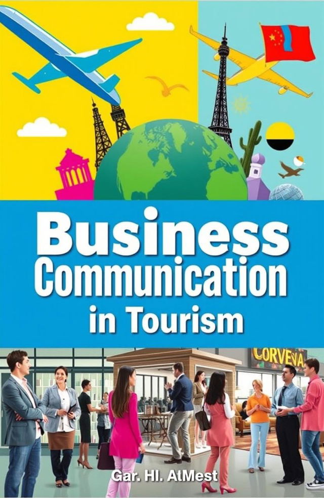 A colorful and engaging cover design for a book titled 'Business Communication in Tourism'