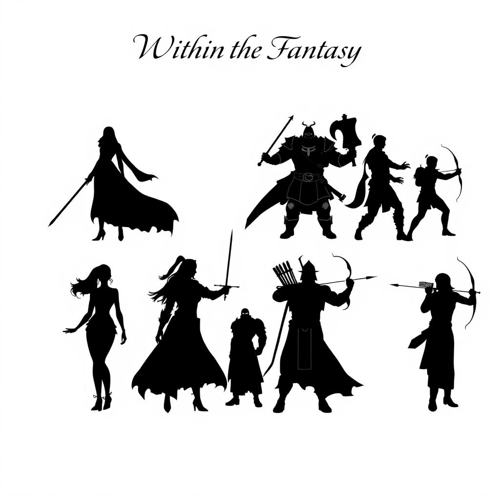 A vast pure white space featuring the silhouettes of seven individuals, specifically two women and five men