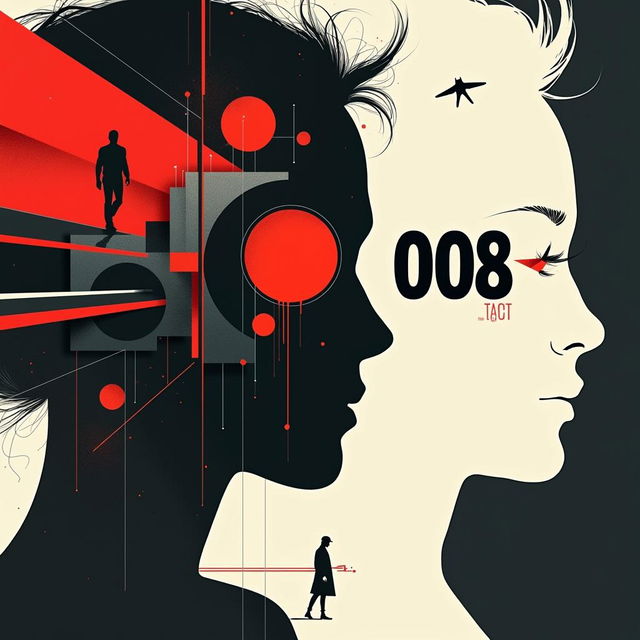 A beautiful modern abstract movie poster for a spy movie titled '008'