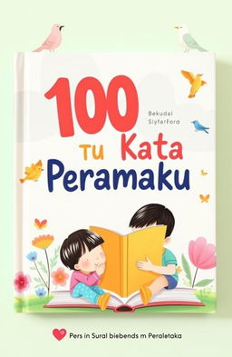 Satu buku berjudul '100 Kata Pertamaku' dengan tampilan yang menarik dan cerah