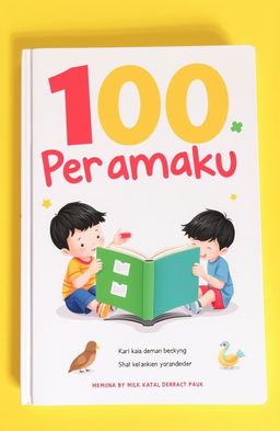 Satu buku berjudul '100 Kata Pertamaku' dengan tampilan yang menarik dan cerah