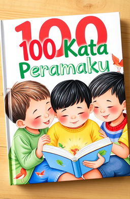 Satu buku berjudul '100 Kata Pertamaku' dengan tampilan yang menarik dan cerah