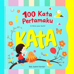 Satu buku berjudul '100 Kata Pertamaku' dengan tampilan yang sangat menarik dan penuh warna