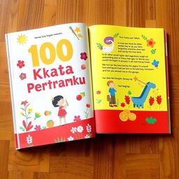 Satu buku berjudul '100 Kata Pertamaku' dengan tampilan yang sangat menarik dan penuh warna