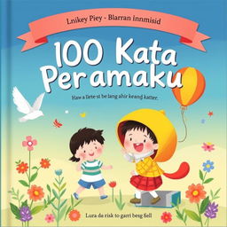 Satu buku berjudul '100 Kata Pertamaku' dengan tampilan yang sangat menarik dan penuh warna