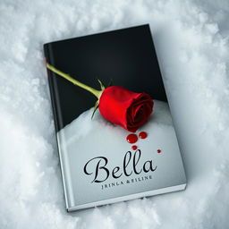 A striking book cover featuring a single red rose with sharp thorns, delicately positioned on a contrasting white blanket of snow