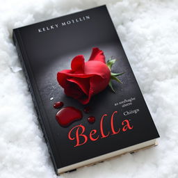 A striking book cover featuring a single red rose with sharp thorns, delicately positioned on a contrasting white blanket of snow