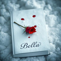 A striking book cover featuring a single red rose with sharp thorns, delicately positioned on a contrasting white blanket of snow