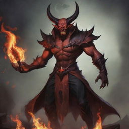 A demon version of Sett from League of Legends. This concept incorporates Sett's iconic design elements while adding dark, infernal features such as burning eyes, horns and fiery fists.