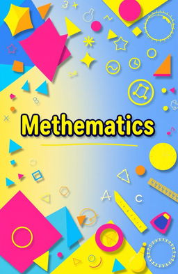 A vibrant and engaging math cover book design, featuring colorful geometric shapes, numbers, and symbols