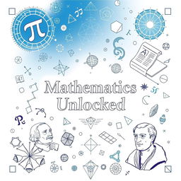 A visually striking mathematics book cover design that features intricate geometric patterns and mathematical symbols such as pi, integrals, and fractals