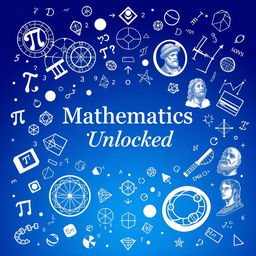 A visually striking mathematics book cover design that features intricate geometric patterns and mathematical symbols such as pi, integrals, and fractals