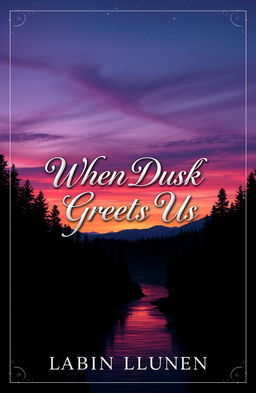 A mystical book cover design titled 'When Dusk Greets Us'