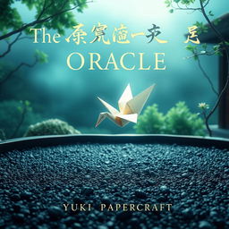 A captivating book cover design for 'The Origami Oracle' by Yuki Papercraft, featuring a mystical eastern fantasy theme