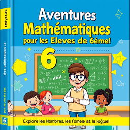 A vibrant and engaging book cover design for a 6th-grade mathematics textbook in French