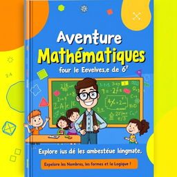 A vibrant and engaging book cover design for a 6th-grade mathematics textbook in French