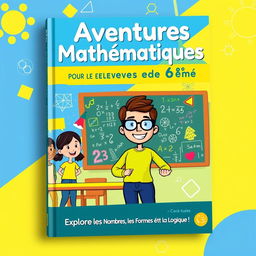 A vibrant and engaging book cover design for a 6th-grade mathematics textbook in French