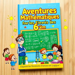 A vibrant and engaging A4 book cover design for a 6th-grade mathematics textbook in French