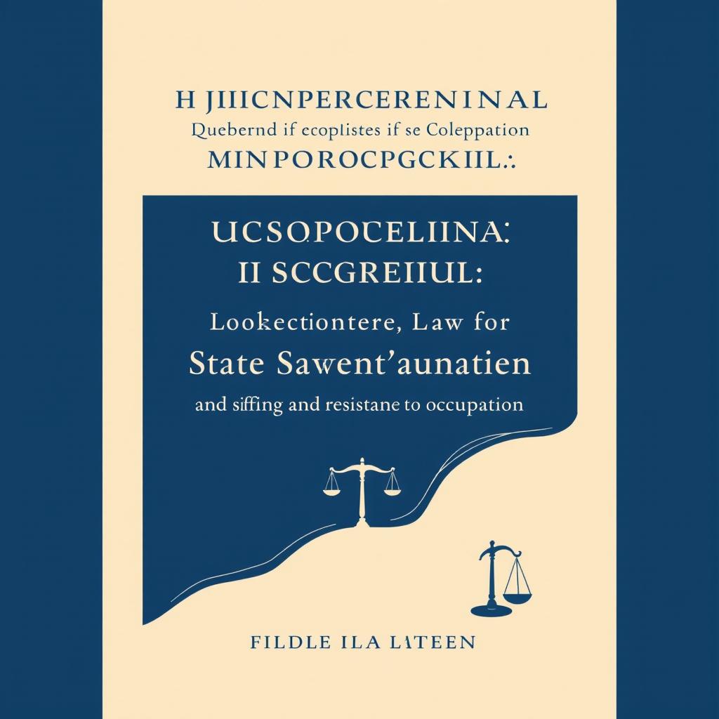 A formal book cover design that effectively reflects the gravitas of the content discussing jurisprudential and doctrinal quotes, state sovereignty, law, and resistance to occupation