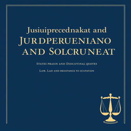 A formal book cover design that effectively reflects the gravitas of the content discussing jurisprudential and doctrinal quotes, state sovereignty, law, and resistance to occupation