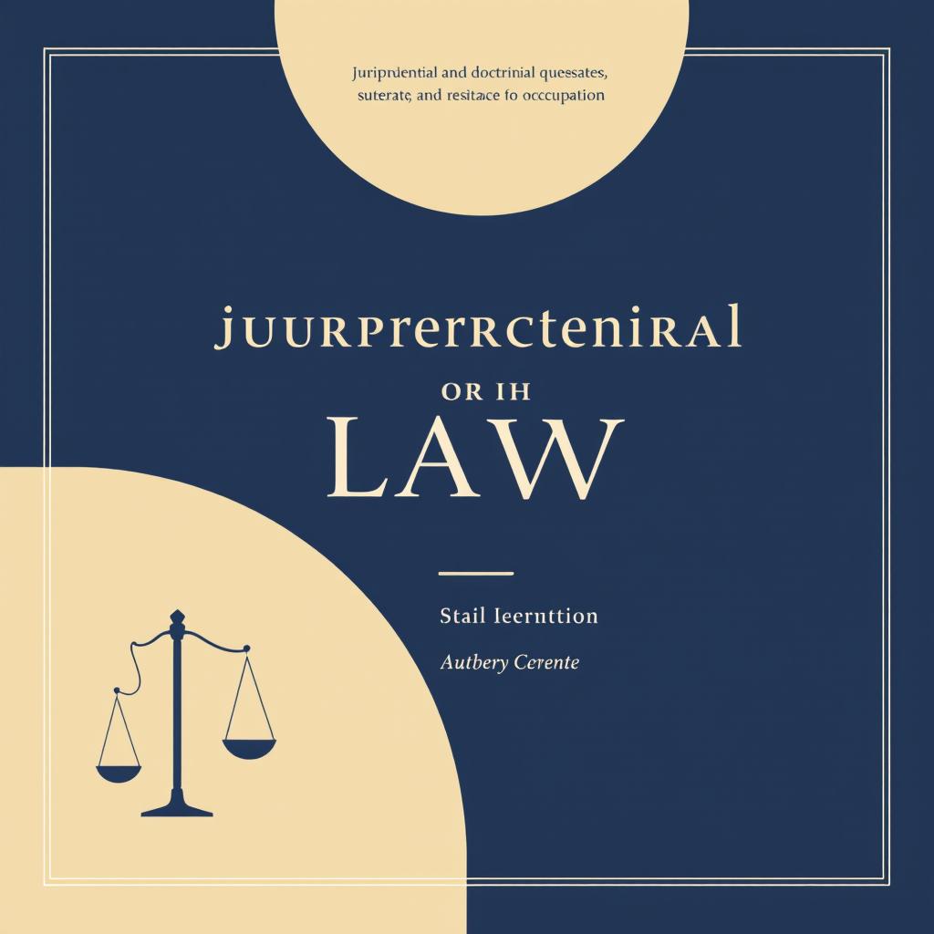 A formal book cover design that embodies the themes of jurisprudential and doctrinal quotes, state sovereignty, law, and resistance to occupation