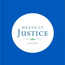 An official book cover design that embodies the theme of heavenly justice, utilizing a color palette of deep blue, crisp white, and soft light green