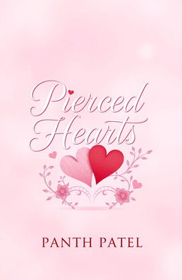 A romantic book cover featuring the title 'Pierced Hearts' in elegant, flowing typography