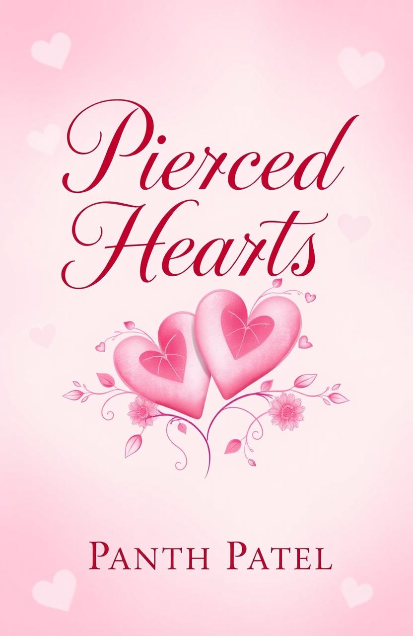 A romantic book cover featuring the title 'Pierced Hearts' in elegant, flowing typography